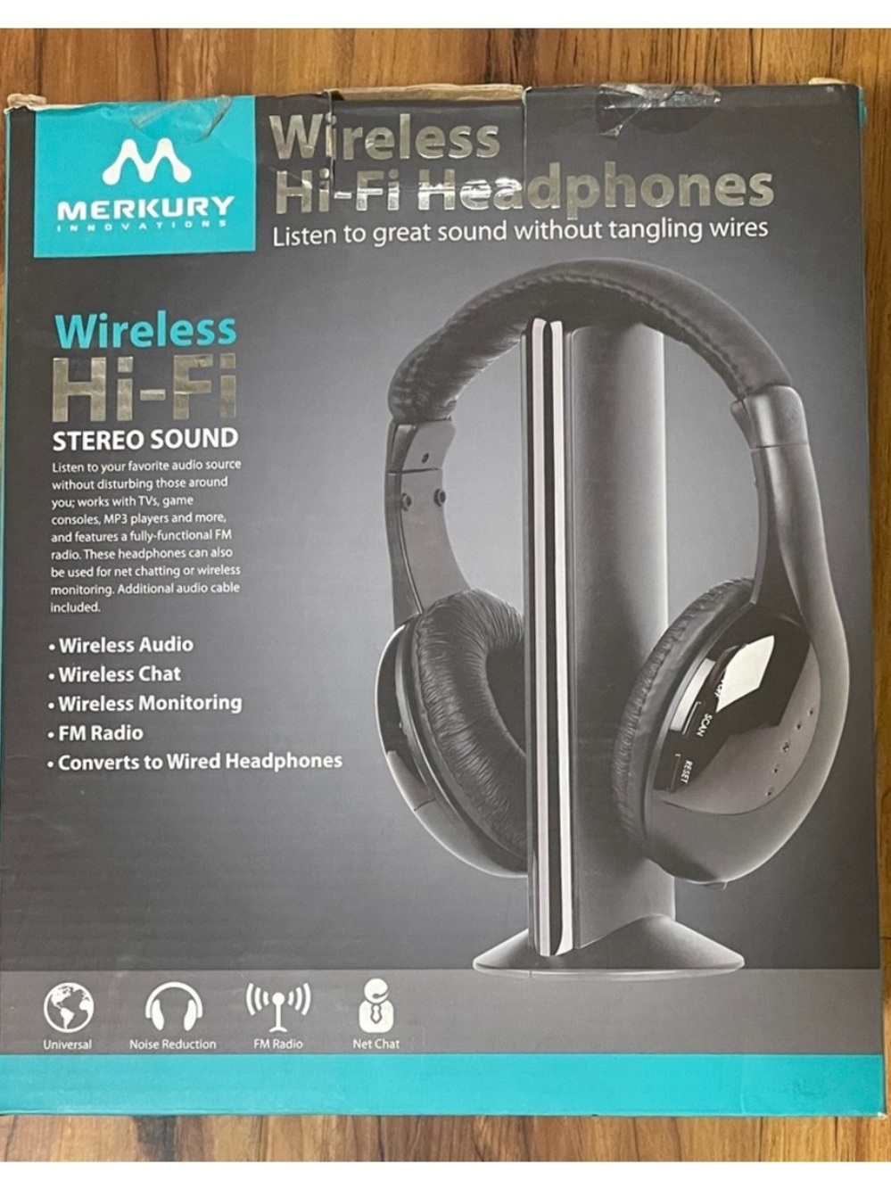 Merkury Wireless Hi‑Fi Headphones in Black
